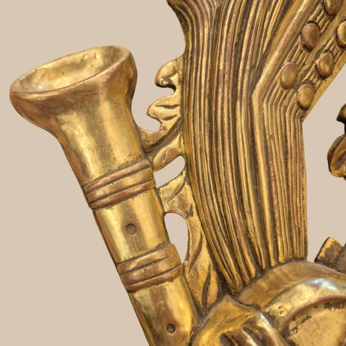 Pair of two-light gilded wood wall sconces in the Louis XVI style, 19th century