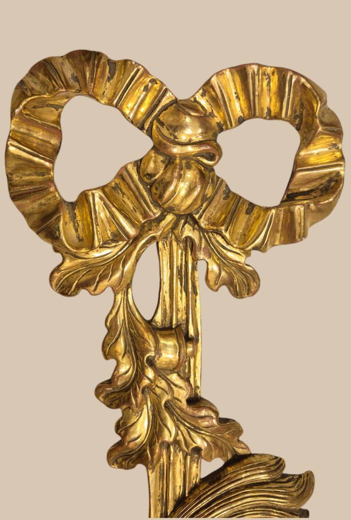 Pair of two-light gilded wood wall sconces in the Louis XVI style, 19th century