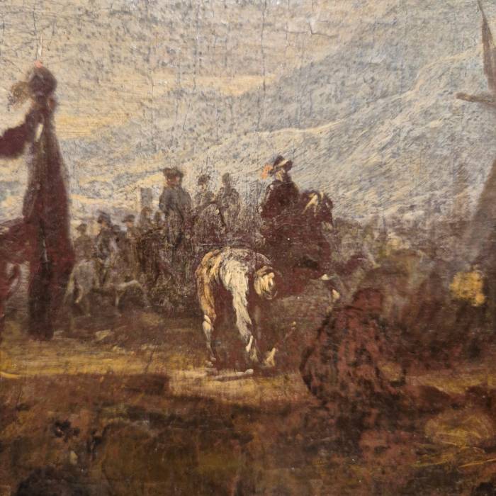 Court hunting scene, Flemish school of the late 17th century, Oil on canvas