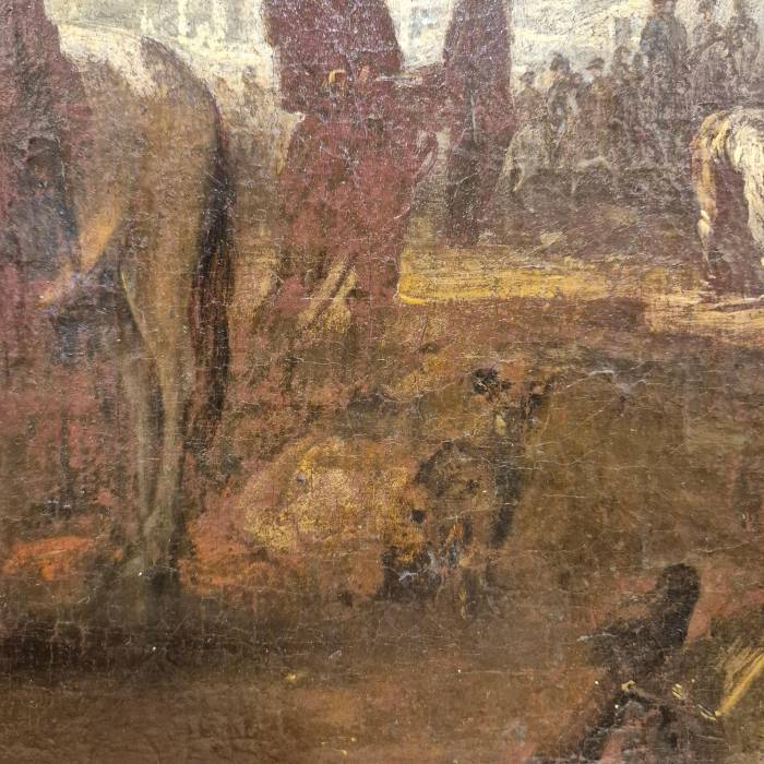 Court hunting scene, Flemish school of the late 17th century, Oil on canvas