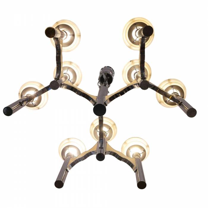 Space Age chromed metal chandelier by Gaetano Sciolari, mid-20th century