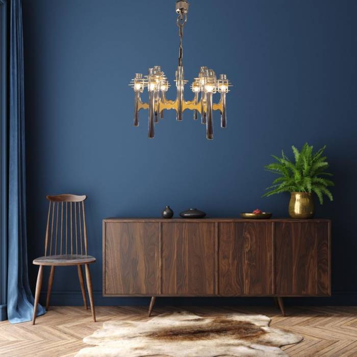 Space Age chromed metal chandelier by Gaetano Sciolari, mid-20th century