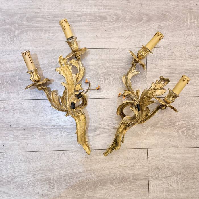 Pair of Louis XV style ormolu sconces from the Napoleon III period