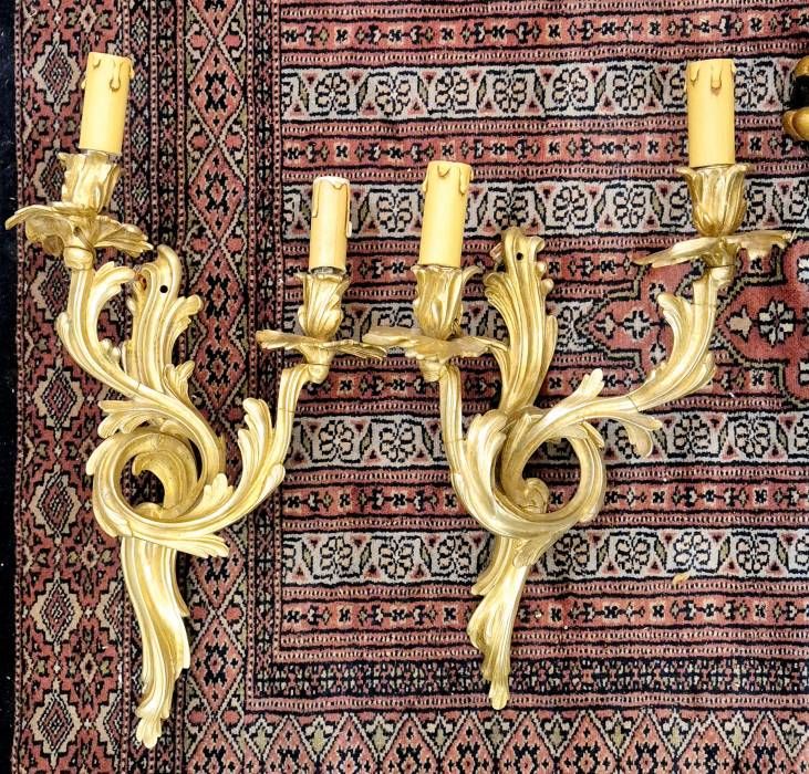 Pair of Louis XV style ormolu sconces from the Napoleon III period