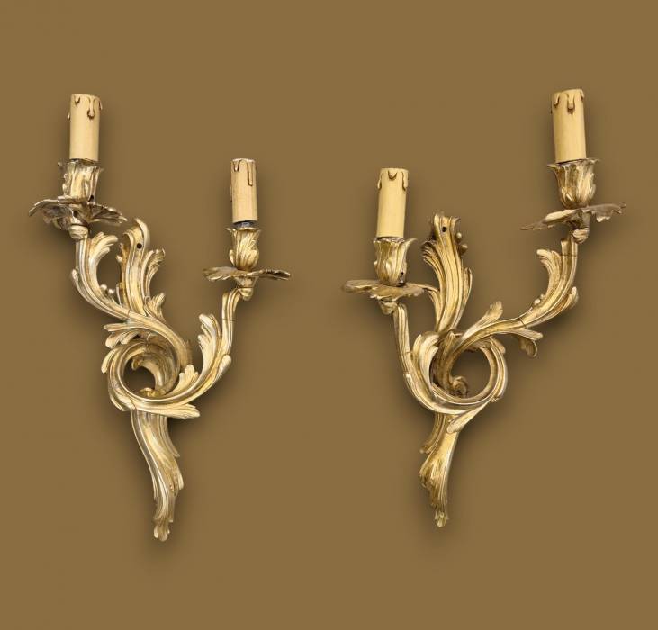 Pair of Louis XV style ormolu sconces from the Napoleon III period