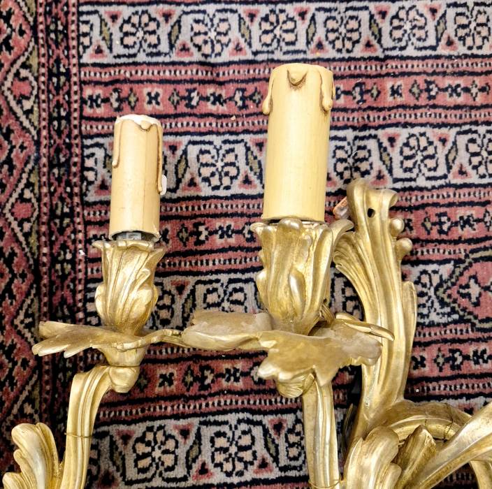 Pair of Louis XV style ormolu sconces from the Napoleon III period