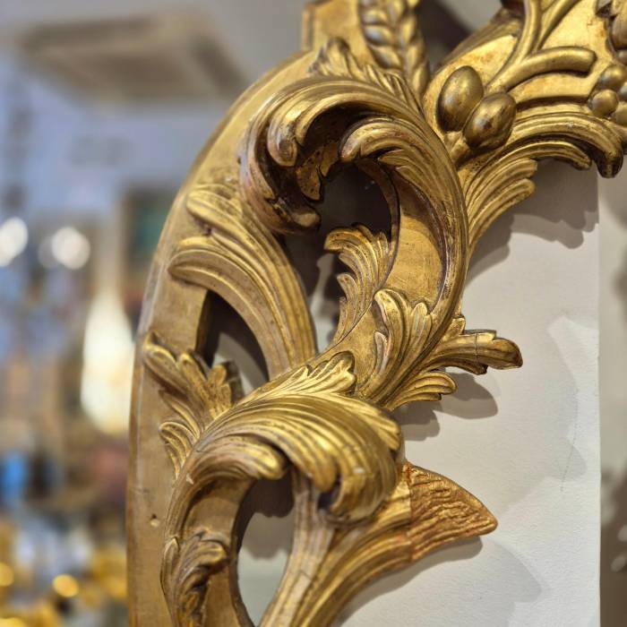 Gilded Wood Mirror With Putti, Italy, 19th Century