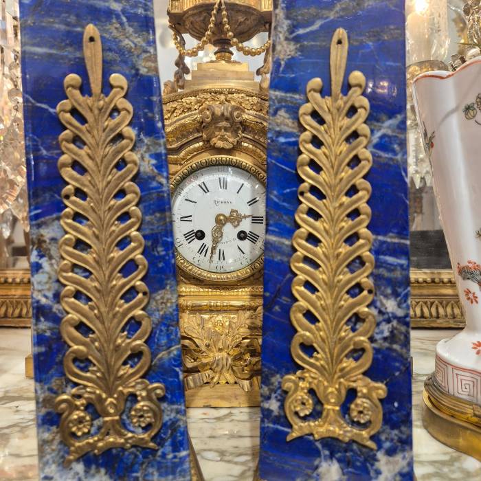Lapis lazuli obelisks mounted on a gilded bronze base, 19th century