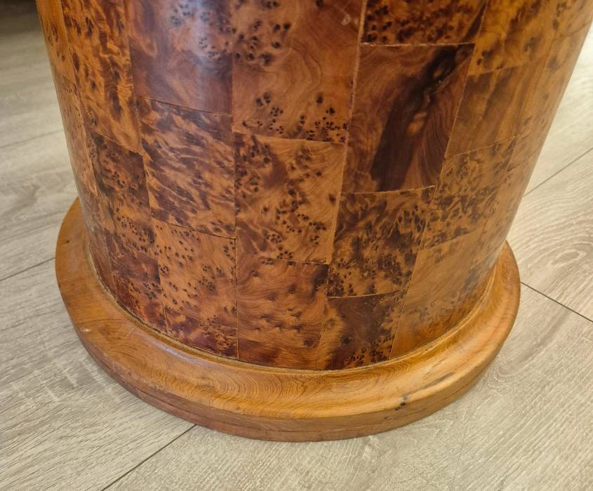 Large Art Deco Column Stand In Amboyna Burl, 1940