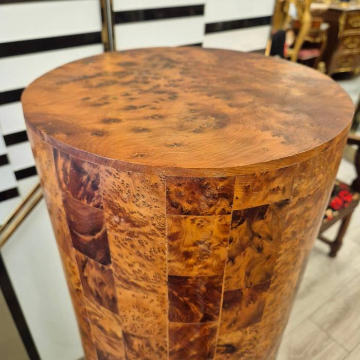 Large Art Deco Column Stand In Amboyna Burl, 1940