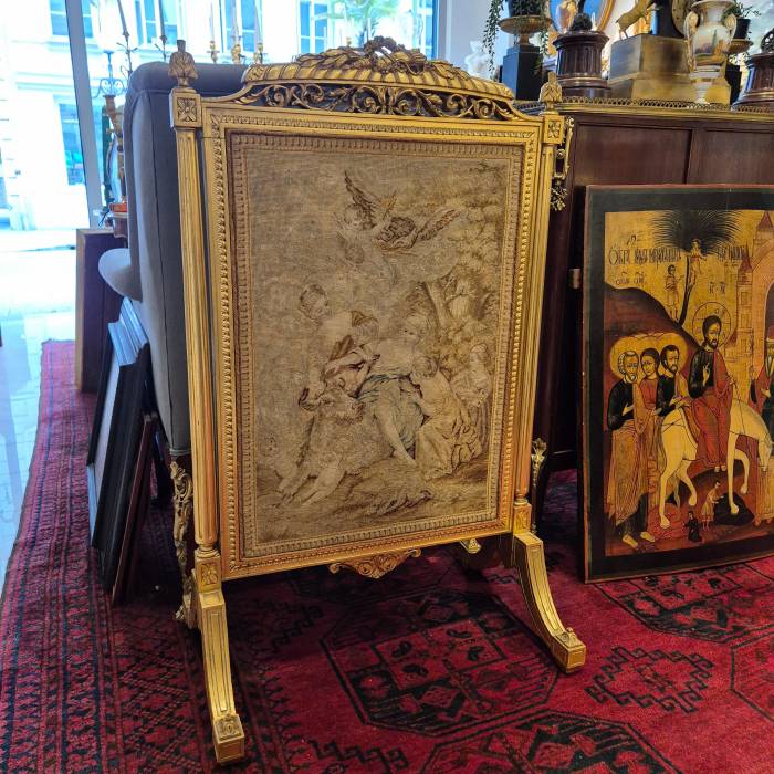 Louis XV style gilded wood firescreen, 19th century