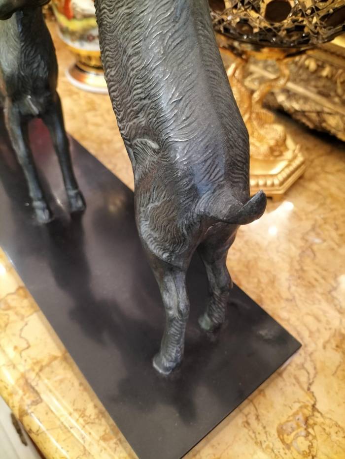 Dynamic Animal Sculpture of Goats in Bronze, 20th Century