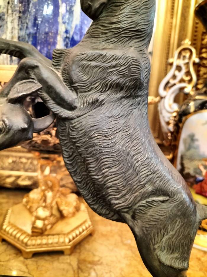 Dynamic Animal Sculpture of Goats in Bronze, 20th Century