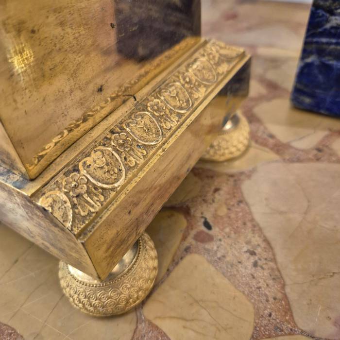 19th Century French Empire Clock in Gilt Bronze, Signed Grandvoinnet