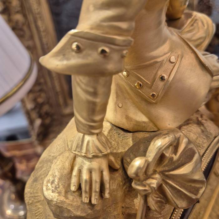 19th Century Charles X Clock with a Statue of a Romantic Young Nobleman.