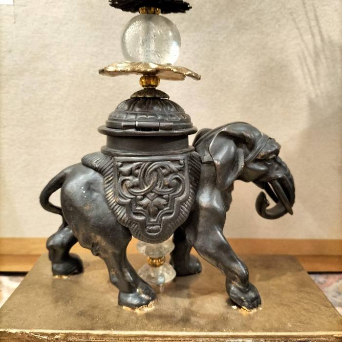 Unique Elephant Statue in Bronze with Coral, 20th Century