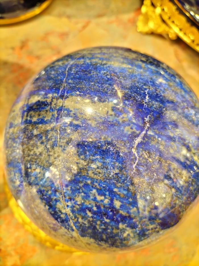 Large Lapis Lazuli Sphere from Afghanistan on a 19th French Gilded Base