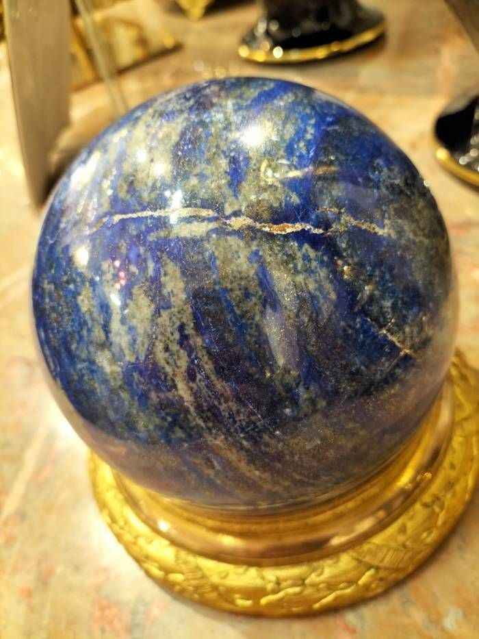Large Lapis Lazuli Sphere from Afghanistan on a 19th French Gilded Base