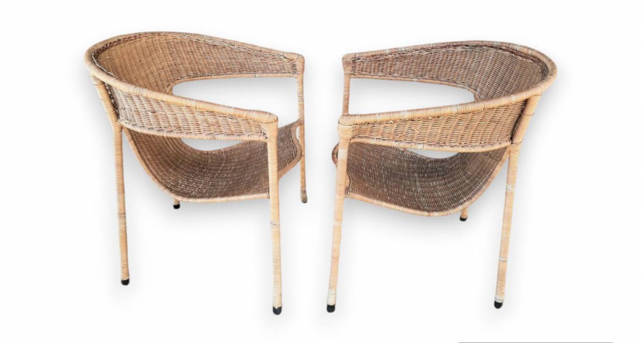 Mid-Century Modern Pair of Wicker Armchairs by Francis Mair