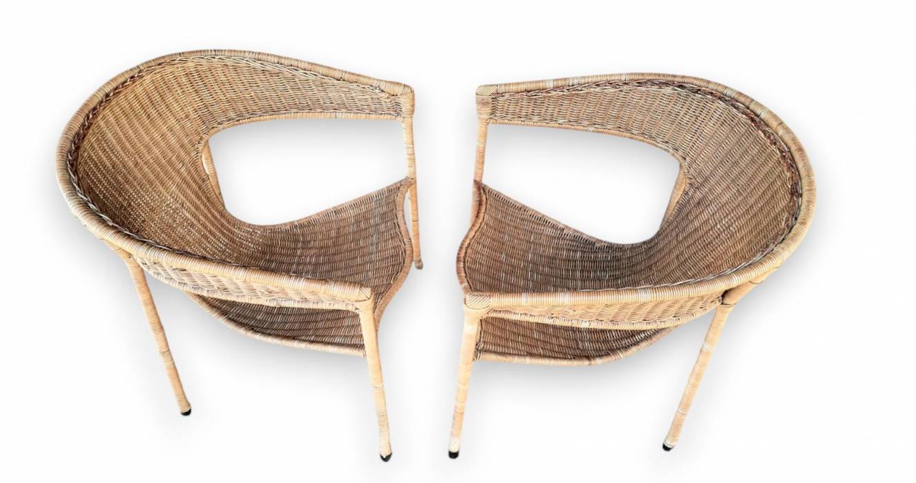 Mid-Century Modern Pair of Wicker Armchairs by Francis Mair