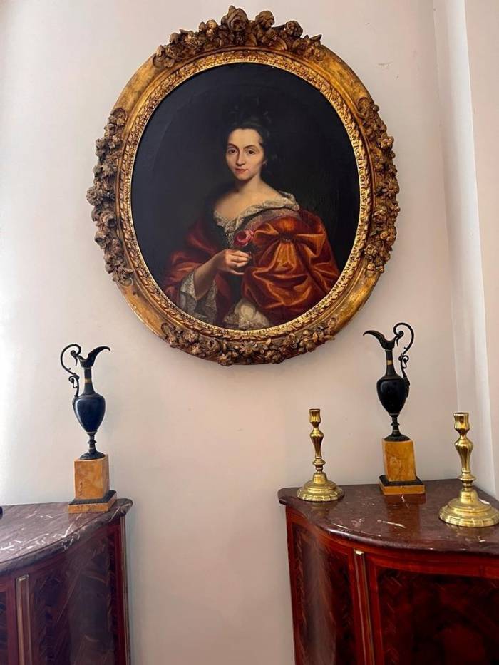 17th Century Oil on Canvas Portrait Painting of a French Noblewoman
