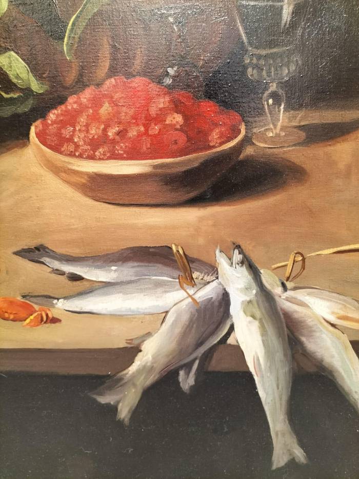 Large Still Life with Fish Oil-on-Canvas in Gilded Frame, 152cm x 112cm