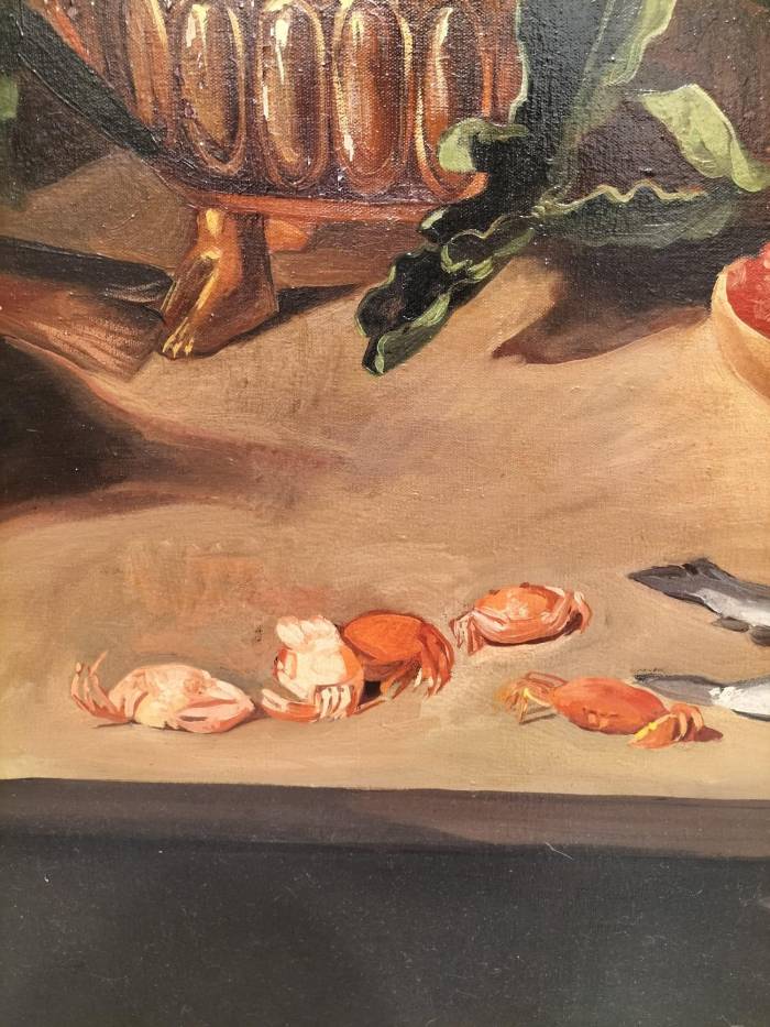 Large Still Life with Fish Oil-on-Canvas in Gilded Frame, 152cm x 112cm