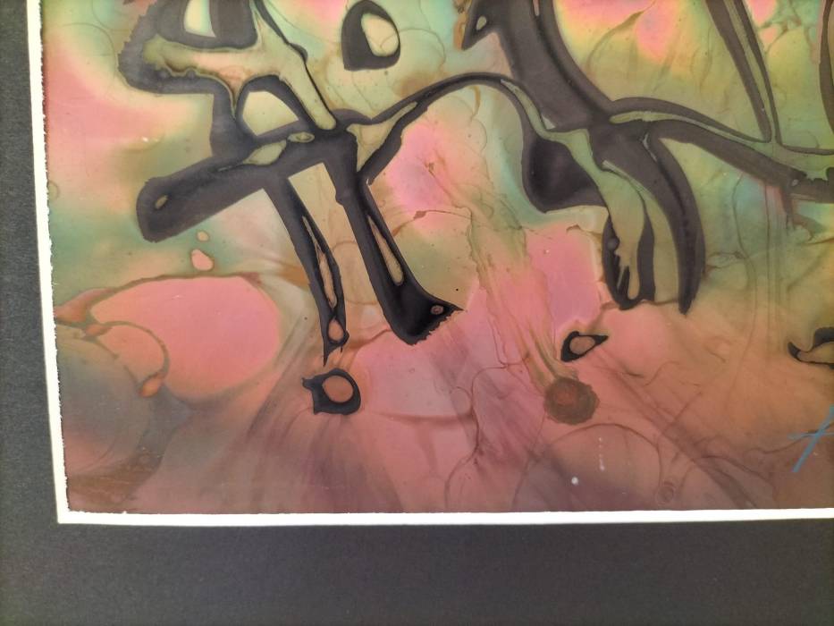 Flame Colored Copper Painting by Arthur UNGER. Signed.