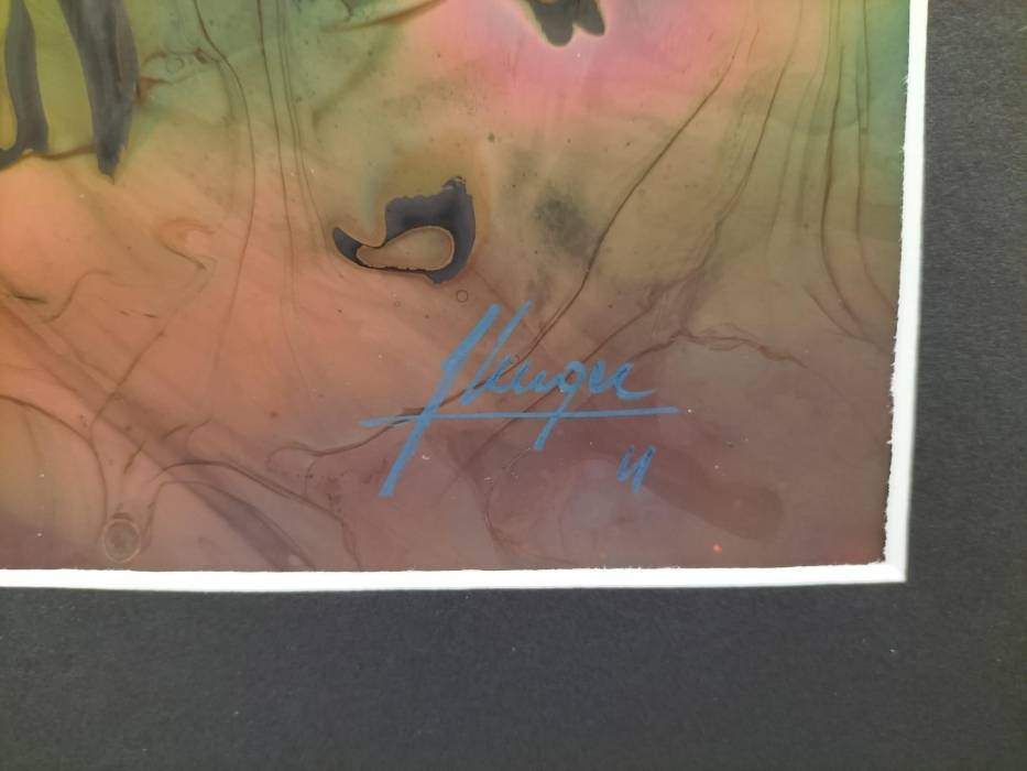 Flame Colored Copper Painting by Arthur UNGER. Signed.