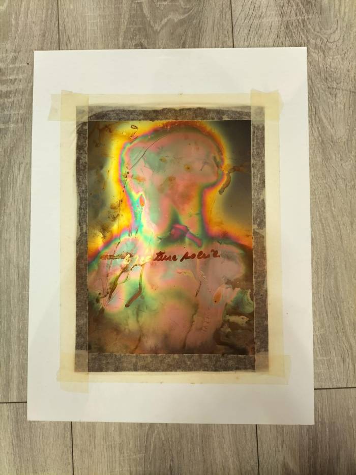 Flame Colored Copper Painting by Arthur UNGER. Signed.