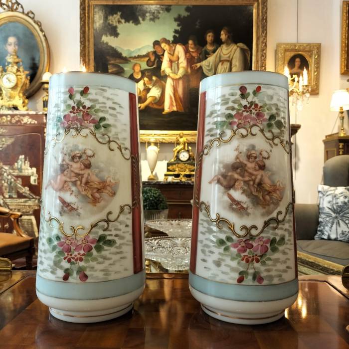 Pair of 19th Century Vases in Opaline Glass