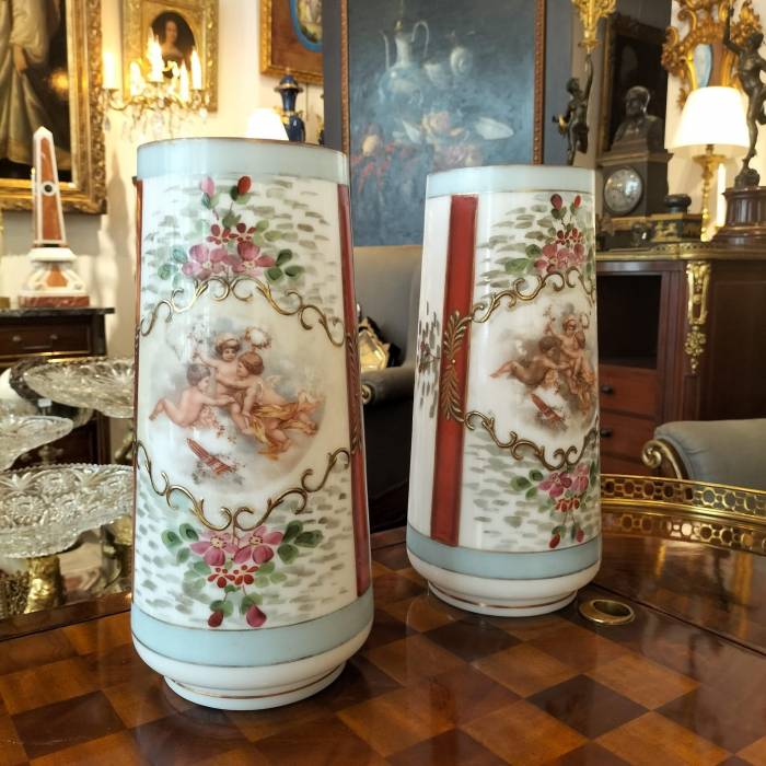 Pair of 19th Century Vases in Opaline Glass