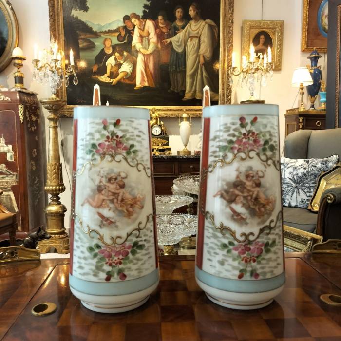 Pair of 19th Century Vases in Opaline Glass