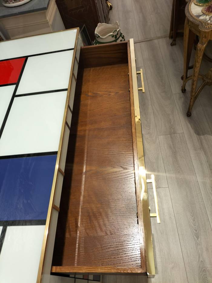 Four-Drawer Murano Glass Commode in Mondrian Style, 1970’s