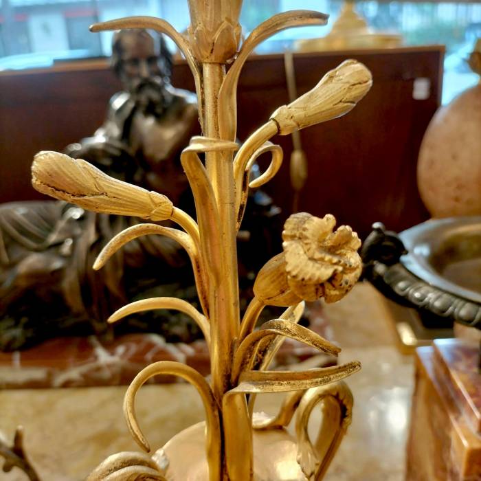 Pair of Gilded Candlesticks with Floral Pattern from Louis XVI (1774-1792)