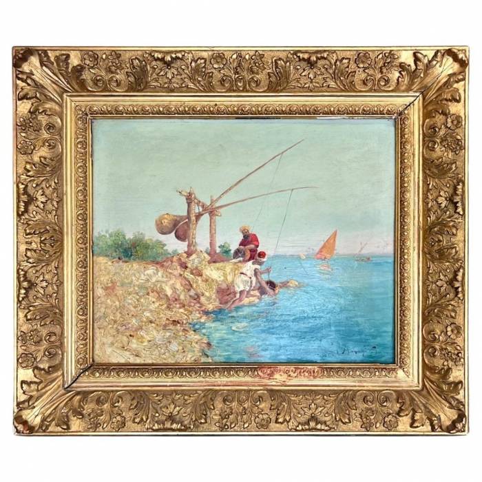 Orientalist Oil-on-Canvas Painting by Vincent Manago (1880–1936)