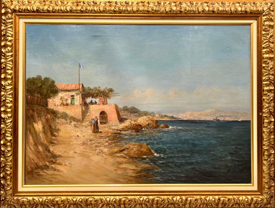 19th Century Oil Painting of a French Coast by Emile Godchaux (1860-1938)