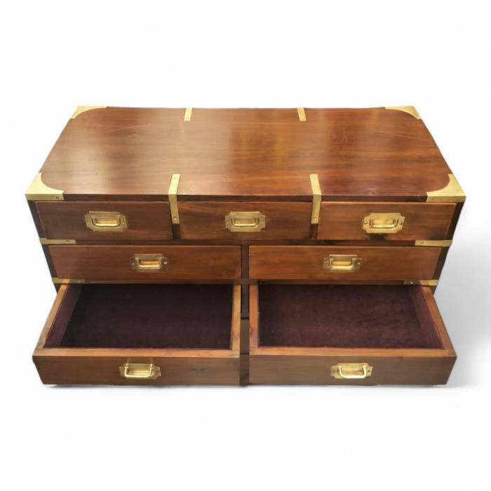 19th Century English Campaign Marine Chest of Drawers in Mahogany