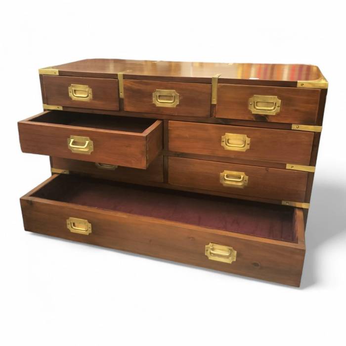 19th Century English Campaign Marine Chest of Drawers in Mahogany