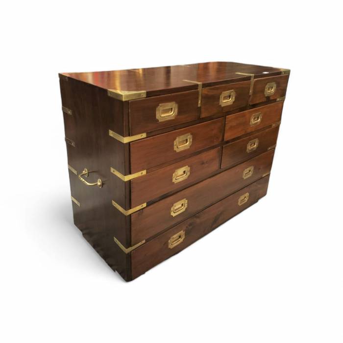 19th Century English Campaign Marine Chest of Drawers in Mahogany