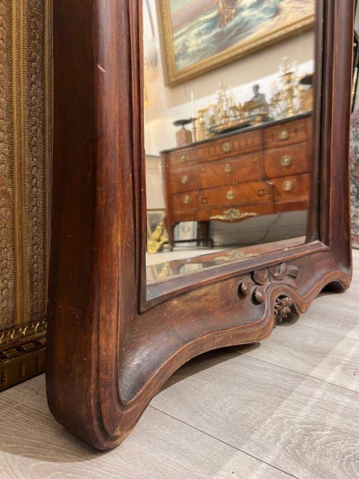 Art Nouveau Mirror in Solid Mahogany, in the Style of Eugene Vallin