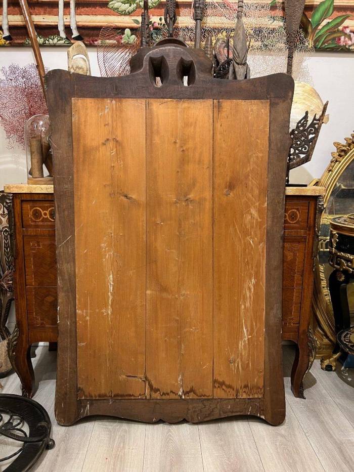 Art Nouveau Mirror in Solid Mahogany, in the Style of Eugene Vallin