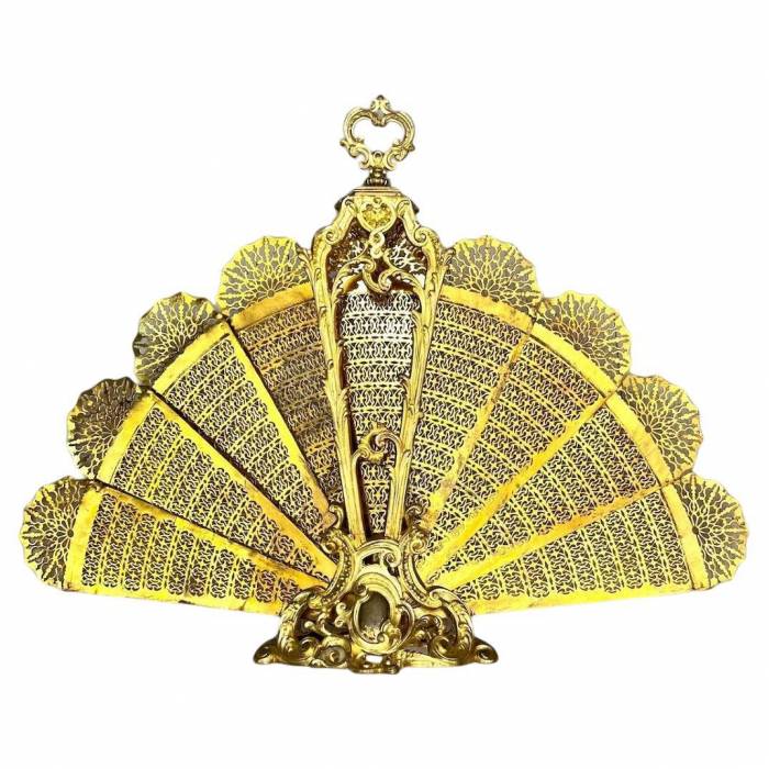 19th Century Fireplace Screen in Gilt Bronze