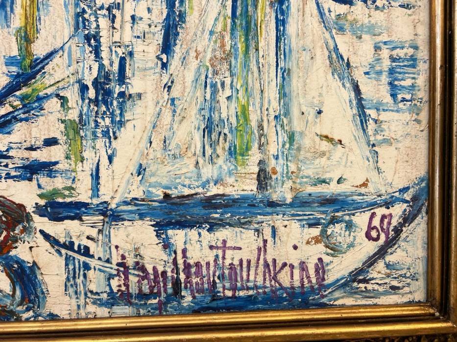 Abstract Oil Painting by Nicolai Michoutouchkine (1929-2010)