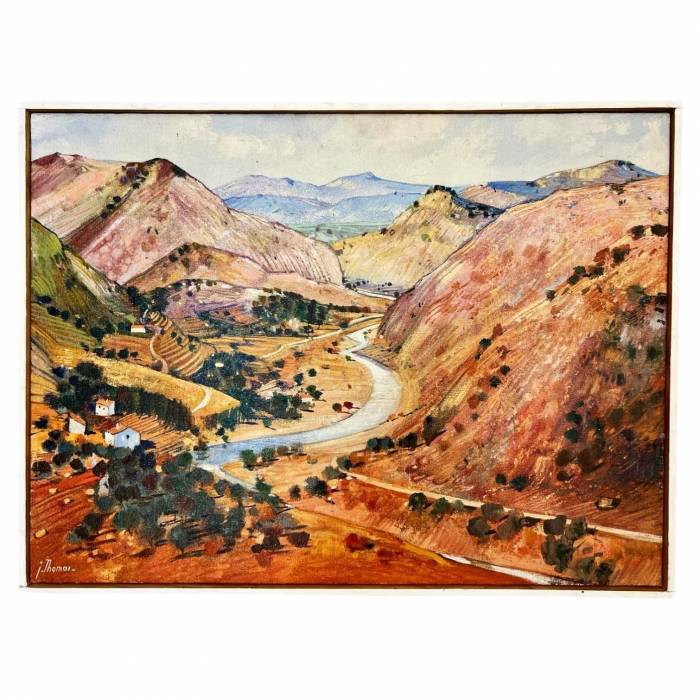 Oil-Painting by Jean Thomas (1923-2019) `The Paillon Valley seen from Peillon`