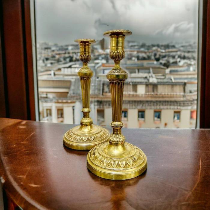 Pair of Gilt Bronze Candlesticks from the Bourbon Restoration Period