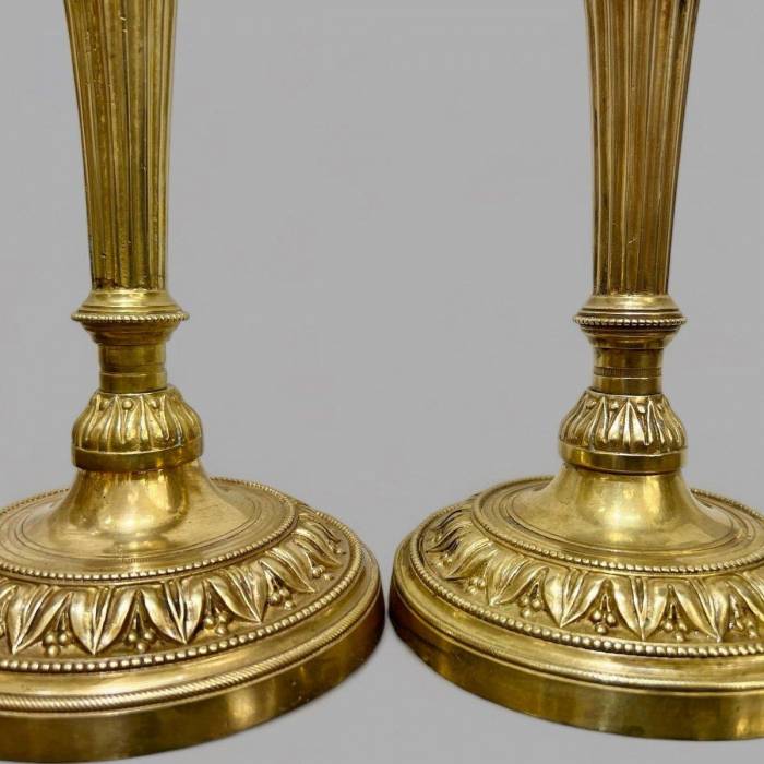 Pair of Gilt Bronze Candlesticks from the Bourbon Restoration Period