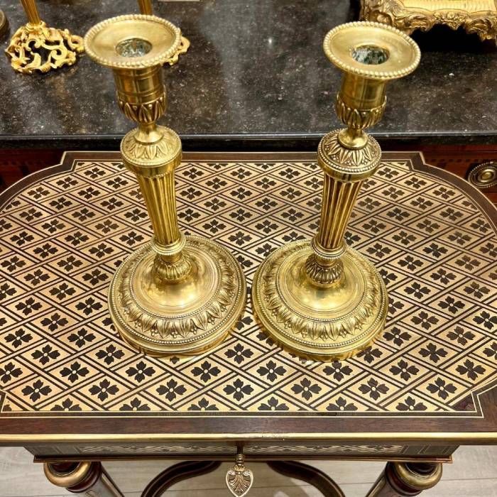 Pair of Gilt Bronze Candlesticks from the Bourbon Restoration Period
