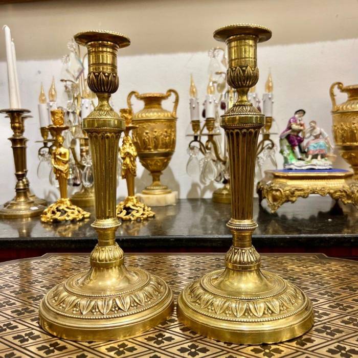 Pair of Gilt Bronze Candlesticks from the Bourbon Restoration Period