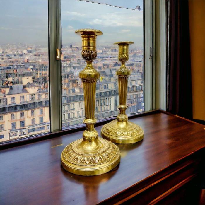 Pair of Gilt Bronze Candlesticks from the Bourbon Restoration Period